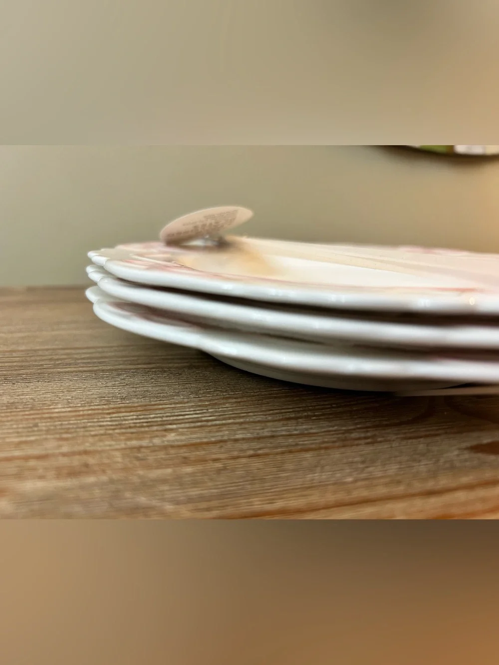 Crofton Pink Bow Scalloped Bone China Dessert Salad Plates Set of 4 NWT